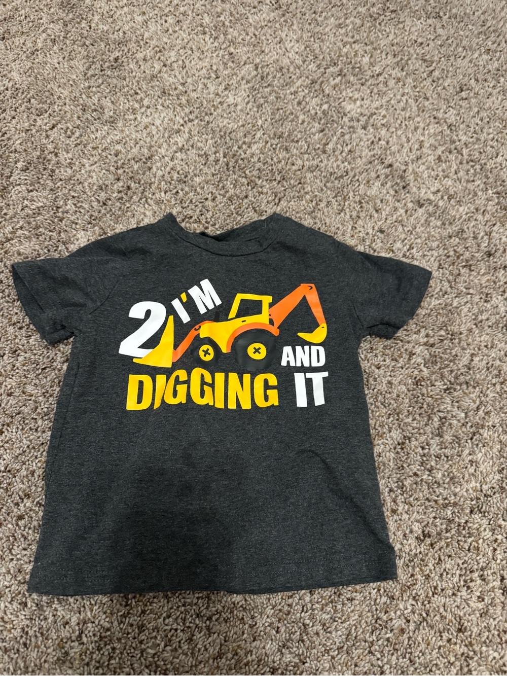 Toddler Construction Graphic Tee - Dark Gray with Yellow & Orange